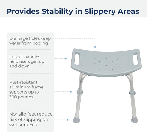 Deluxe Aluminum Shower Bench without Back