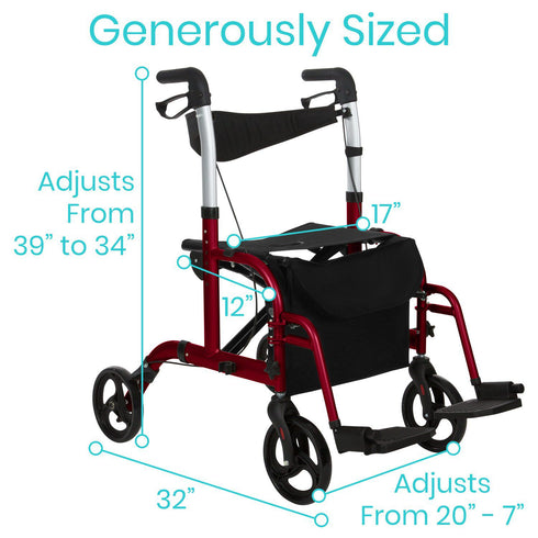 Wheelchair Rollator (Red)
