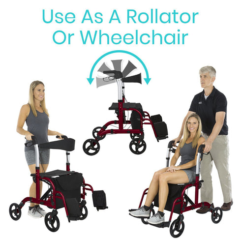 Wheelchair Rollator (Red)