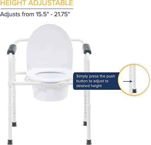 Folding Deep Seat Commode - White