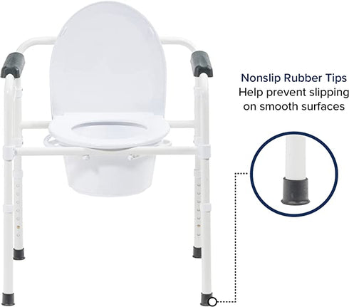 Folding Deep Seat Commode - White