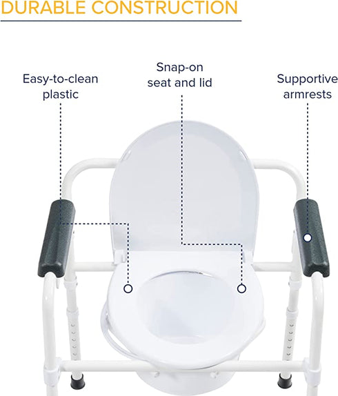 Folding Deep Seat Commode - White
