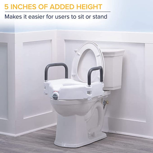 Raised Toilet Seat with Removable Arms