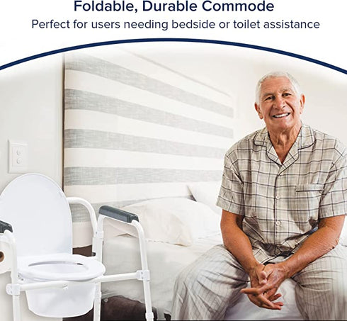 Folding Deep Seat Commode - White