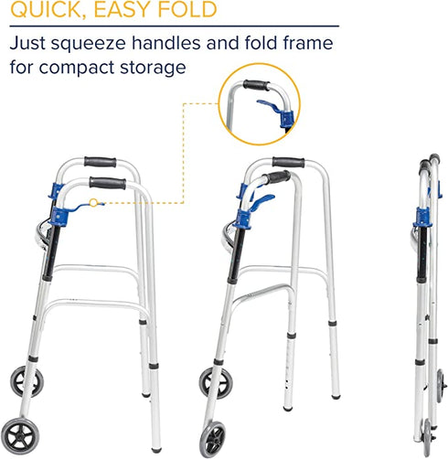 Trigger Release Folding Walker with 5" Wheels