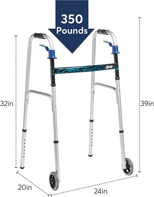 Trigger Release Folding Walker with 5" Wheels