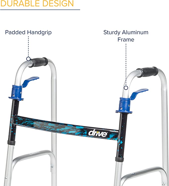 Deluxe, Trigger Release Folding Walker with 5" Wheels – Stabilized Steps